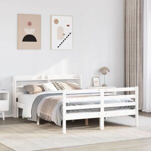 BONNEVIE Double bed,Adult bed,Bed Frame with Headboard without Mattress White 120x200 cm VSVS654224