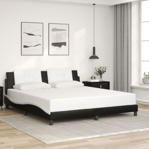 BONNEVIE Double bed,Adult bed,Bed Frame without Mattress Black and White 180x200 cm Super King Faux Leather VSVS156822