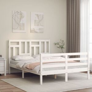 BONNEVIE Double bed,Adult bed,Bed Frame without Mattress White 120x200 cm Solid Wood VSVS470101