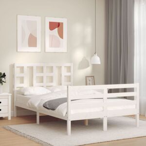 BONNEVIE Double bed,Adult bed,Bed Frame without Mattress White 120x200 cm Solid Wood VSVS578189