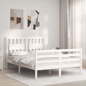BONNEVIE Double bed,Adult bed,Bed Frame without Mattress White 120x200 cm Solid Wood VSVS758550