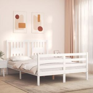 BONNEVIE Double bed,Adult bed,Bed Frame without Mattress White 120x200 cm Solid Wood VSVS948500