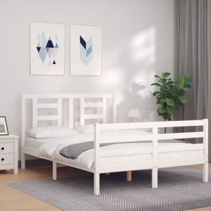 BONNEVIE Double bed,Adult bed,Bed Frame without Mattress White 140x190 cm Solid Wood VSVS993039