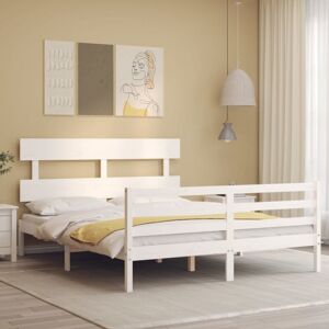 BONNEVIE Double bed,Adult bed,Bed Frame without Mattress White 160x200 cm Solid Wood VSVS255239