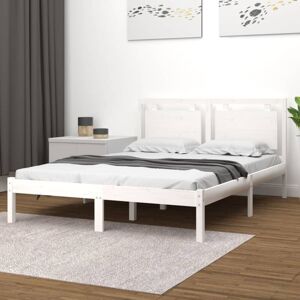 BONNEVIE Double bed,Adult bed,Bed Frame without Mattress White 160x200 cm Solid Wood VSVS499805