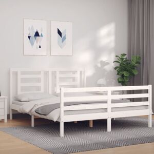 BONNEVIE Double bed,Adult bed,Bed Frame without Mattress White 160x200 cm Solid Wood VSVS627658