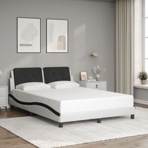 BONNEVIE Double bed,Adult bed,Bed Frame without Mattress White and Black 120x200 cm Faux Leather VSVS692858