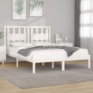 BONNEVIE Double bed,Adult bed,Bed Frame without Mattress White Solid Wood 120x200 cm (810013+818561) VSVS402099