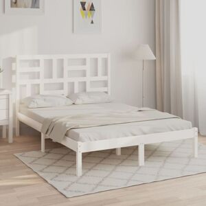 BONNEVIE Double bed,Adult bed,Bed Frame without Mattress White Solid Wood 150x200 cm King Size VSVS476536