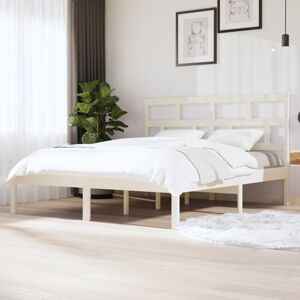 BONNEVIE Double bed,Adult bed,Bed Frame without Mattress White Solid Wood 160x200 cm (810028+814205) VSVS481864
