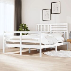 BONNEVIE Double bed,Adult bed,Bed Frame without Mattress White Solid Wood 160x200 cm VSVS124710