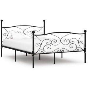BONNEVIE Double bed,Adult bed,Bed Frame without Mattress with Slatted Base Black Metal 160x200 cm VSVS744763