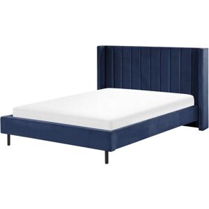 BELIANI Modern Bedroom Velvet eu King Size Bed Frame Navy Blue Slatted Base Villette