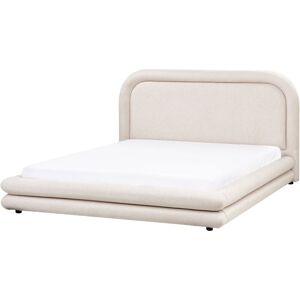 BELIANI Eu King Size Waterbed 5ft3 Fabric Upholstery with Headboard and Slatted Bed Frame Bedroom Furniture Light Beige Lavardens
