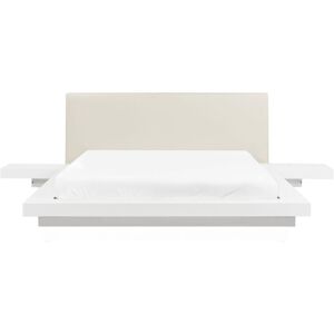 Beliani - Modern eu King Size Waterbed 5ft3 with Mattress Side Tables Faux Leather Headboard mdf White Zen