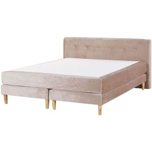 Beliani - eu Super King Size 6ft Divan Bed with Mattress Headboard Velvet Beige Marquise