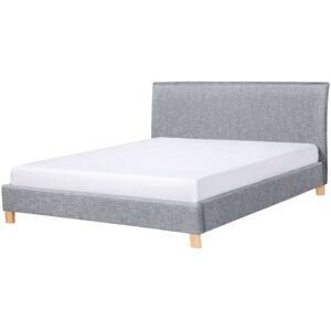 Beliani - Modern Minimalist Linen Fabric eu King Size Bed Frame 5ft3 Grey Sennez