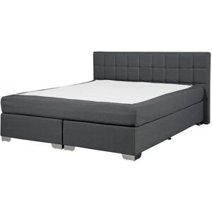 Beliani - Modern Fabric eu King Size Divan Bed 5ft3 Dark Grey Linen Buttoned Admiral