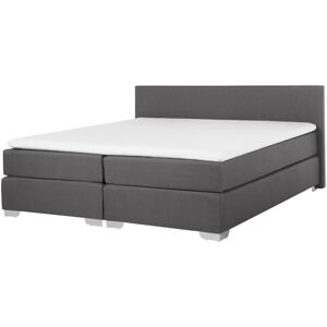 Beliani - Modern Linen Fabric eu Super King Size Divan Bed 6ft Grey President