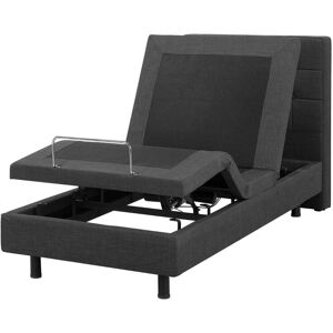 BELIANI Modern eu Small Single 2ft6 Electric Bed Adjustable Remote Control Linen Dark Grey Duke