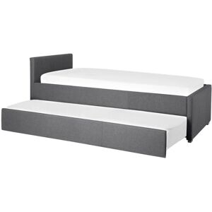 Beliani - Modern Fabric eu Small Single Trundle Bed Frame 2ft6 Dark Grey Slatted Marmande