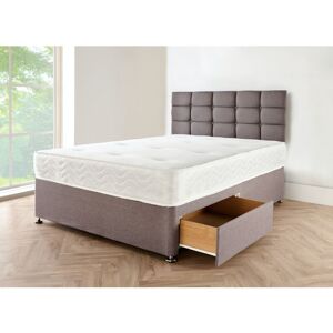 Sr Living Ltd - Grey linen Look Fabric Divan Bed Base with Headboard 6FT super king size Bed Frame with 20 Inches High cube Headboard With Mattress