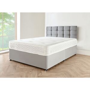 SR LIVING LTD Grey Suede Double Divan Bed with Mattress and Headboard and 2 Storage Drawers - 4FT6 Double Bed with mattress and Matching Headboard (4FT6 Divan Bed