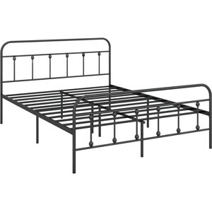 HOMCOM Metal Platform Bed Frame w/ Underbed Storage Headboard 5ft-Black