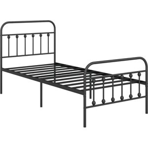 HOMCOM Metal Platform Bed Frame w/ Underbed Storage Headboard 3ft-Black