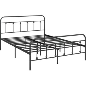 HOMCOM Metal Platform Bed Frame w/ Underbed Storage Headboard 4ft-Black
