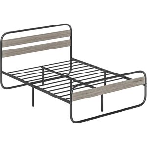 4ft6 Metal Platform Double Bed Frame with Under Bed Storage - Homcom