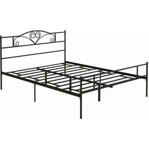 King Metal Bed Frame w/ Headboard and Footboard, 31cm Under-bed Space - Black - Homcom