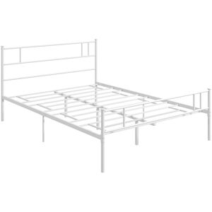 Metal Bed Frame w/ Headboard and Footboard, Underbed Storage Space Double - White - Homcom