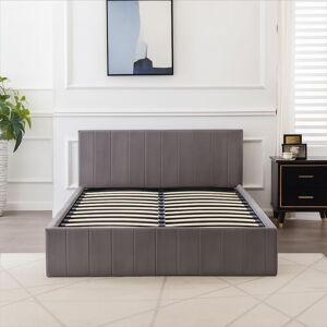 Kosy Koala - Ottoman Bed Gas Lift Storage Grey 4ft Small Double Line Pattern Velvet Bedroom