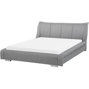 BELIANI Modern Fabric eu King Size Waterbed 5ft3 Light Grey Curved Headboard Nantes