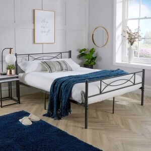 Saturn Matt Dark Grey Metal Frame 4ft 6 Double Bed Frame Powder Coated