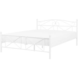 BELIANI Minimalist Retro eu King Size Metal Bed Frame 5ft3 White Rodez