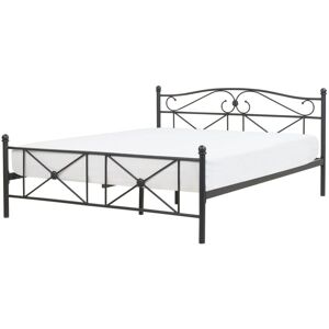 BELIANI Minimalist Retro eu King Size Metal Bed Frame 5ft3 Black Rodez