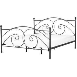 Beliani - Retro eu Super King Size Bed Frame 6ft Wrought Ornamental Metal Black Dinard