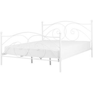 Beliani - Retro eu Super King Size Bed Frame 6ft Wrought Ornamental Metal White Dinard