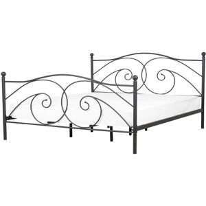 Beliani - Retro eu Double Size Bed Frame 4ft6 Wrought Ornamental Metal Black Dinard