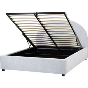 BELIANI Minimalist Storage Ottoman Bed eu Double Size 4ft6 Fabric Light Blue Vaucluse
