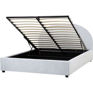 Beliani - Minimalist Storage Ottoman Bed eu Double Size 5ft3 Fabric Light Blue Vaucluse