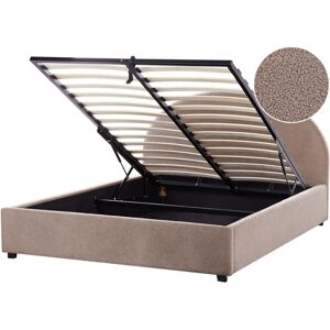 BELIANI Ottoman Bed Boucle VAUCLUSE 160 x 200 cm (EU King Size) Taupe