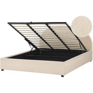 BELIANI Minimalist Storage Ottoman Bed eu Super King Size 6ft Boucle Beige Vaucluse