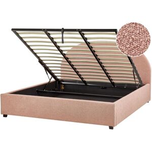 Beliani - Minimalist Storage Ottoman Bed eu Super King Size 6ft Boucle Pastel Pink Vaucluse