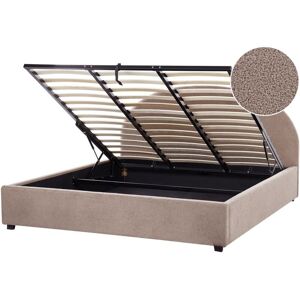 BELIANI Ottoman Bed Boucle VAUCLUSE 180 x 200 cm (EU Super King) Taupe
