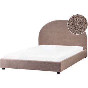 BELIANI Minimalist Upholstered Bed eu Double Size 4ft6 Boucle Taupe Vaucluse