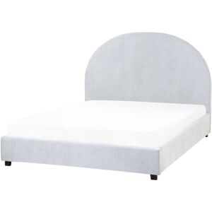 BELIANI Minimalist Upholstered Bed eu Double Size 4ft6 Fabric Light Blue Vaucluse