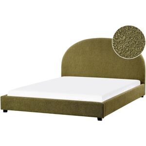 BELIANI Minimalist Upholstered Bed eu King Size 5ft3 Boucle Olive Green Vaucluse